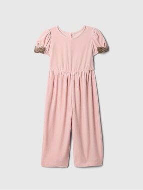 Baby & Toddler Velour Bow-Sleeve Jumpsuit